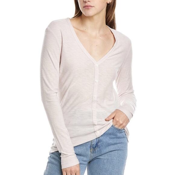 Standard James Perse Women size 3 / Large Light Pink Cotton Blend V-neck Shirt - Picture 1 of 10